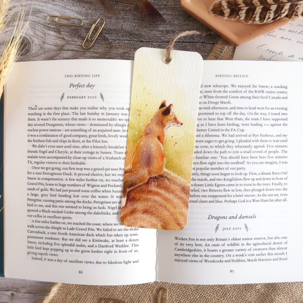 marque-page format poche illustré à l'aquarelle renard roux