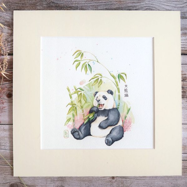 aquarelle originale d'un panda géant